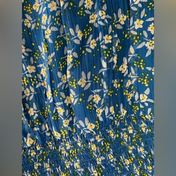 FREE PEOPLE ROMA FLORAL-PRINTED Blue BLOUSE TOP Sz Medium - Picture 13 of 14